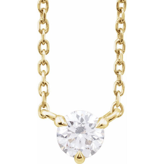 Diamonds and Gold Round 3-Prong Necklace