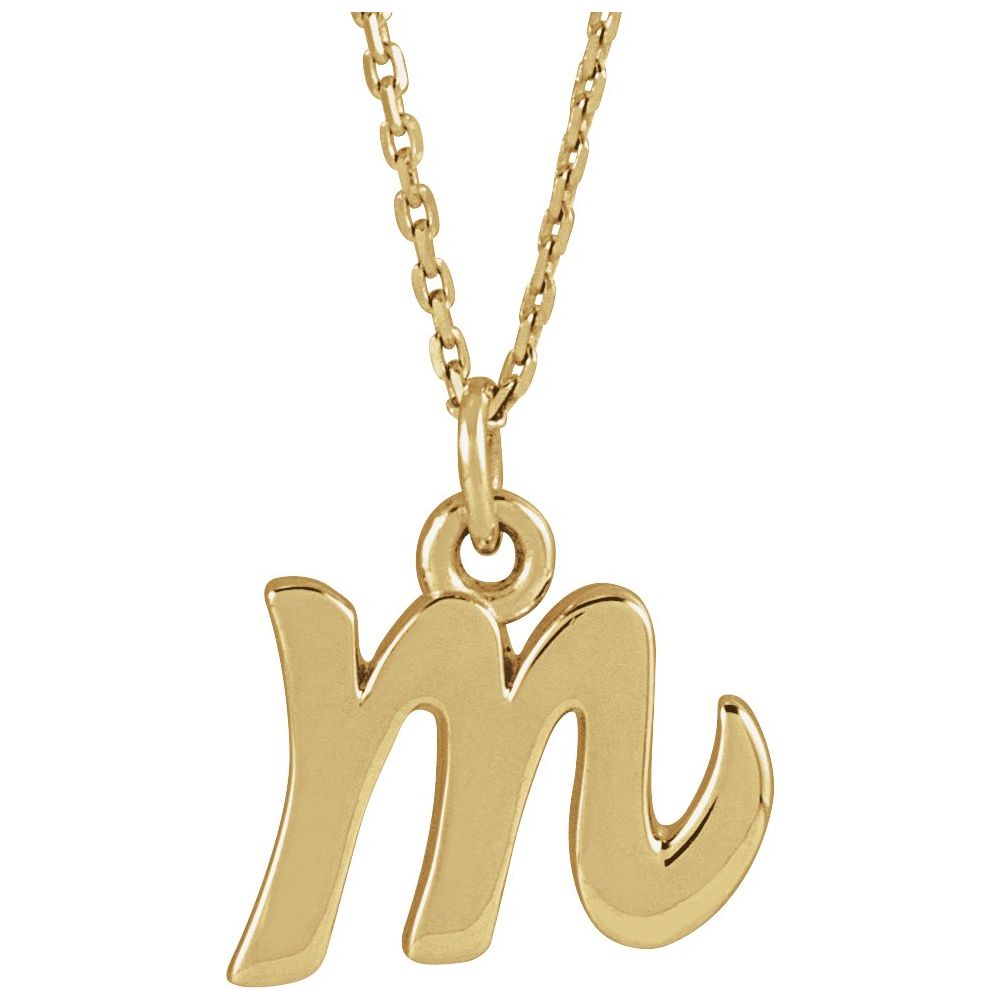 14K Yellow Petite Initial M 16" Necklace