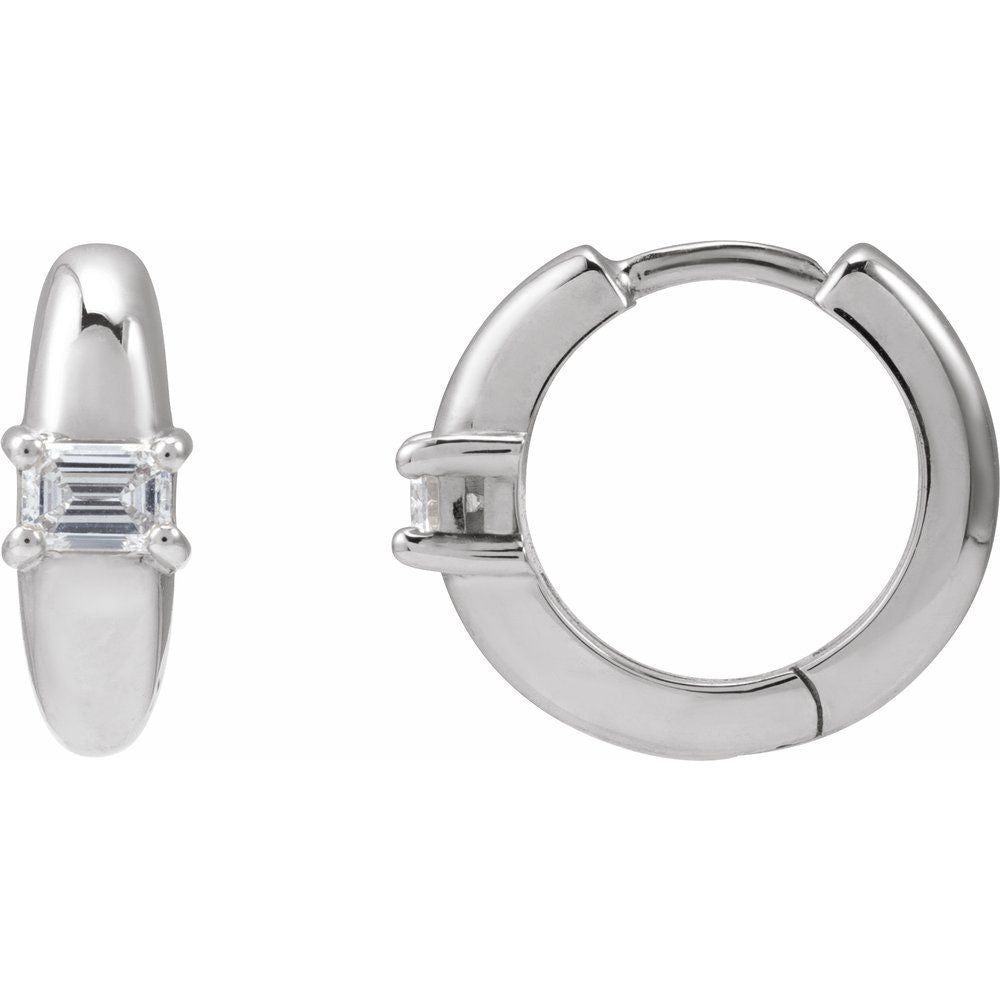 Diamonds and 14k Gold Hoop Earrings