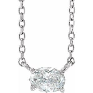 14K White 1/2 CTW Lab-Grown Diamond Solitaire 16-18" Necklace