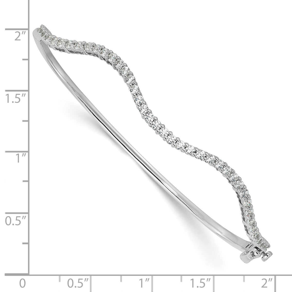 Diamond Wavy Bangle - White Gold