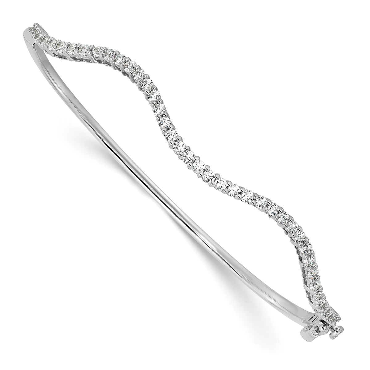 Diamond Wavy Bangle - White Gold