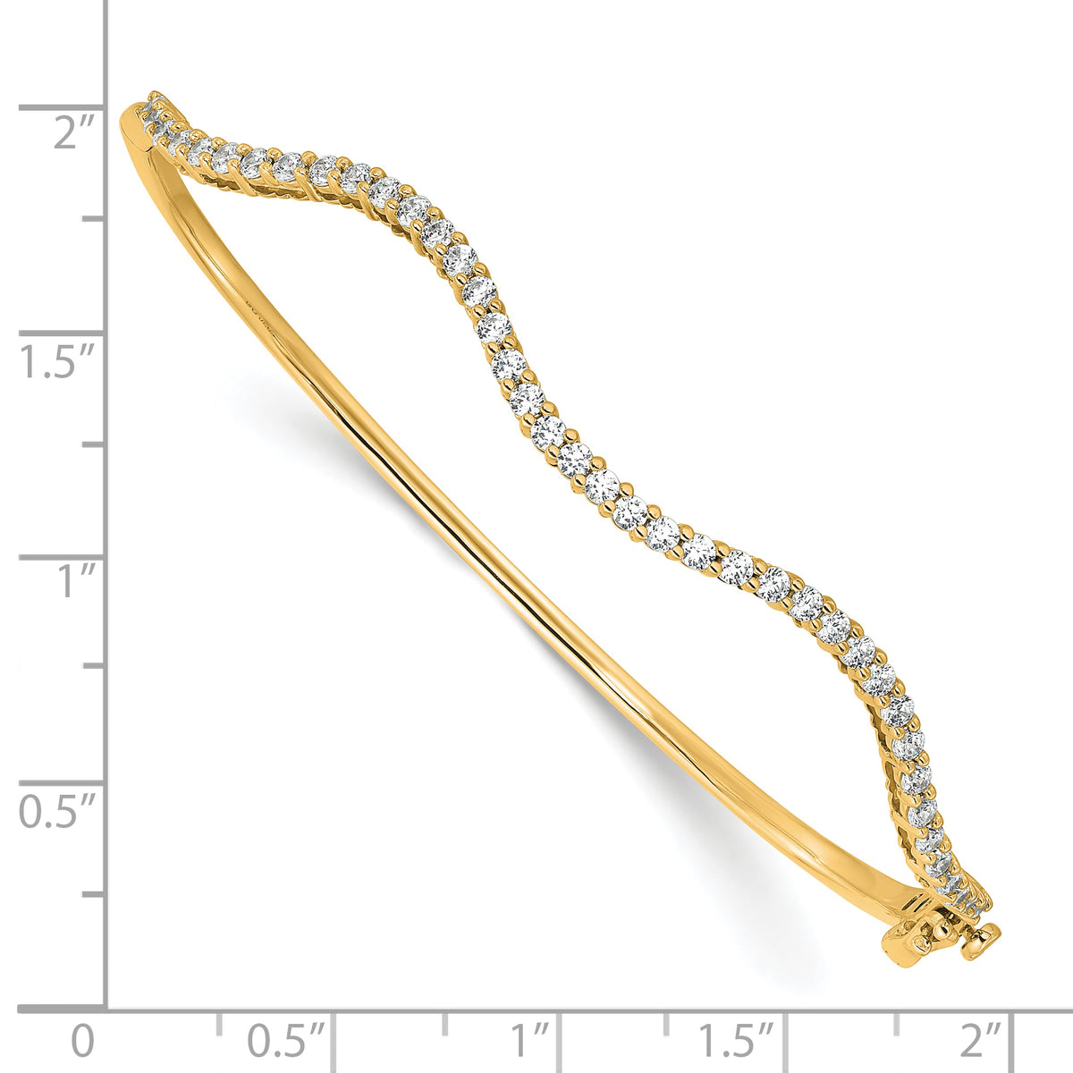 Diamond Wavy Bangle - Yellow Gold