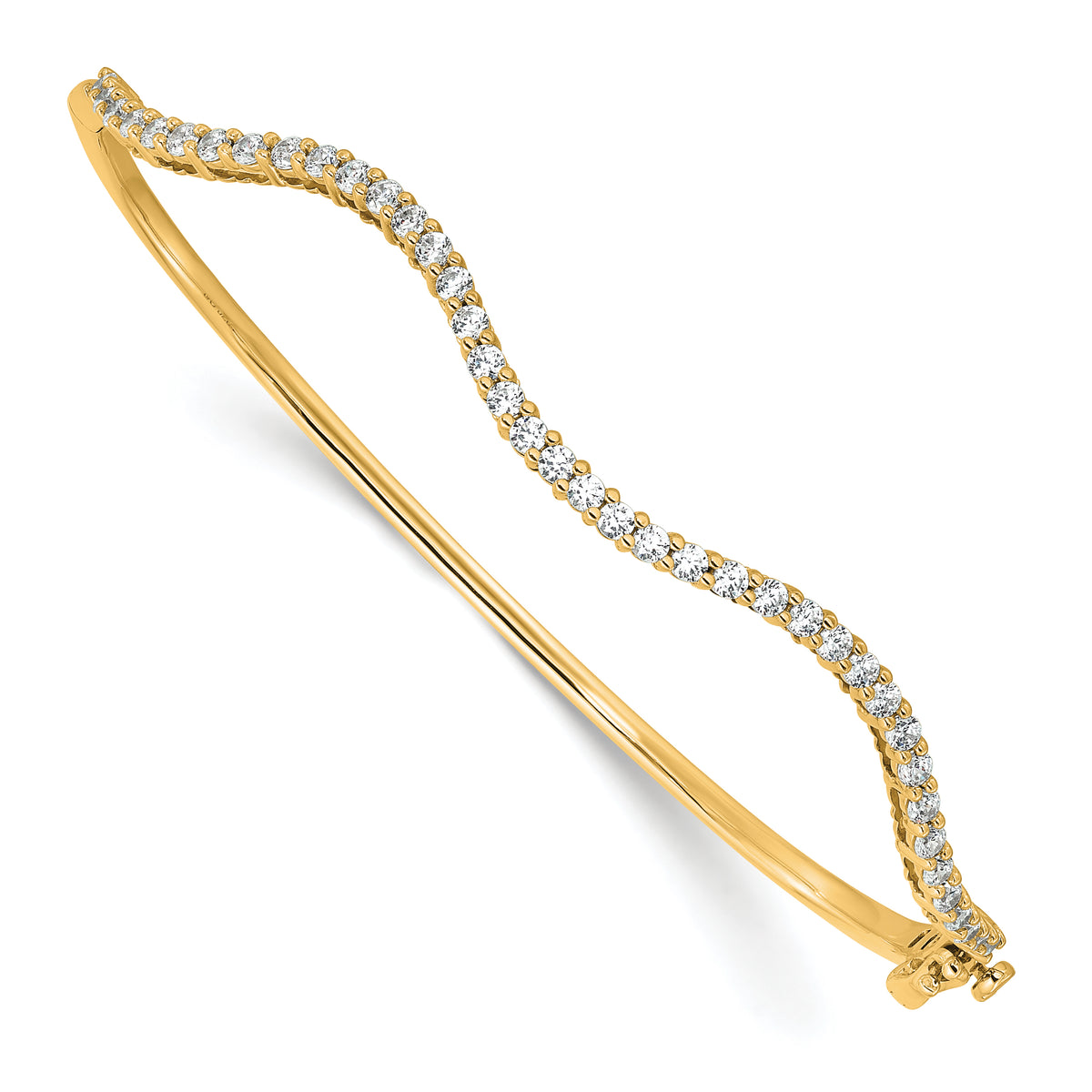 Diamond Wavy Bangle - Yellow Gold