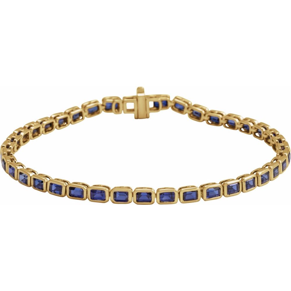 14K Yellow Lab-Grown Blue Sapphire Line 7" Bracelet