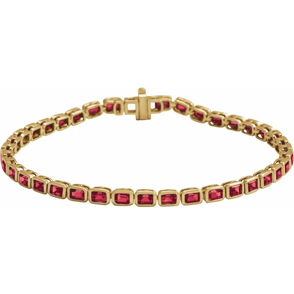 14K Yellow Lab-Grown Ruby Line 7" Bracelet