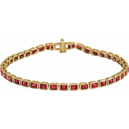14K Yellow Lab-Grown Ruby Line 7" Bracelet