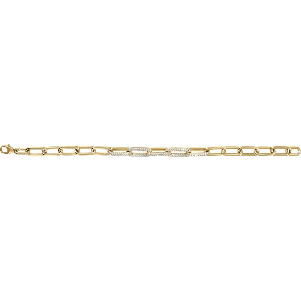 14K Yellow 1 1/2 CTW Lab-Grown Diamond Paperclip-Style 7" Bracelet