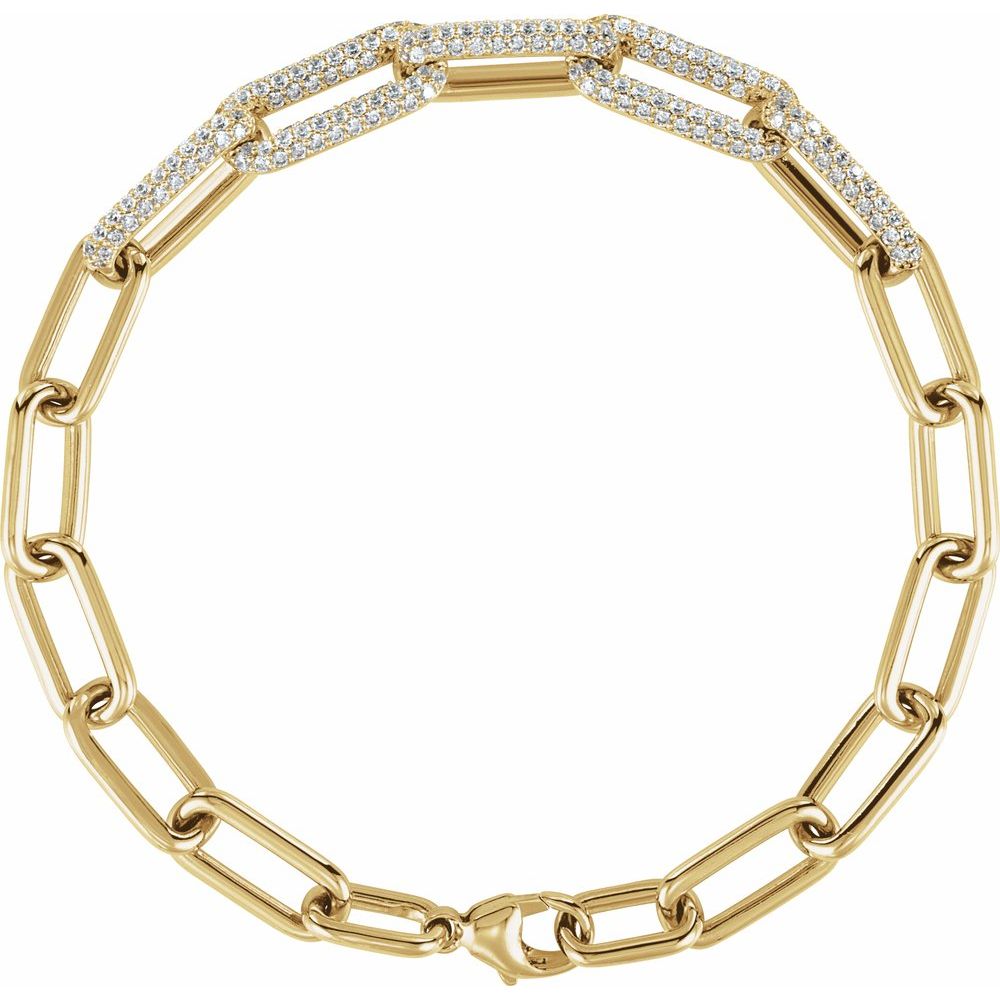 Diamonds and 14k Yellow Gold Paperclip Bracelet