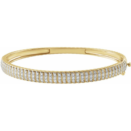 14K Yellow 1 3/8 CTW Lab-Grown Diamond Bangle 7" Bracelet