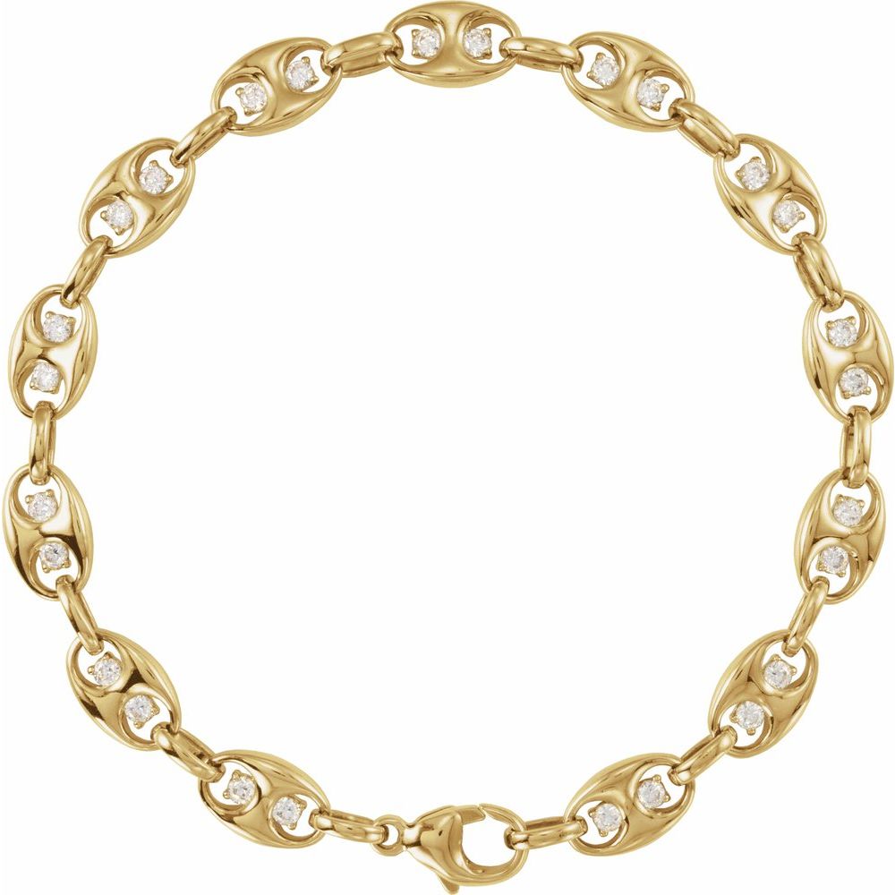 14K Yellow 1 CTW Lab-Grown Diamond Mariner Link 7 1/2" Bracelet