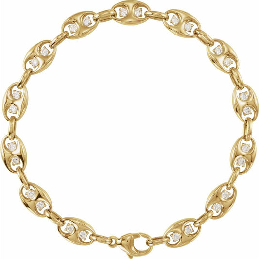 14K Yellow 1 CTW Lab-Grown Diamond Mariner Link 7 1/2" Bracelet