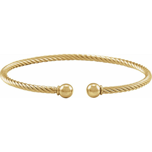 14K Yellow Gold-Filled 3 mm Cuff 6 7/10" Bracelet