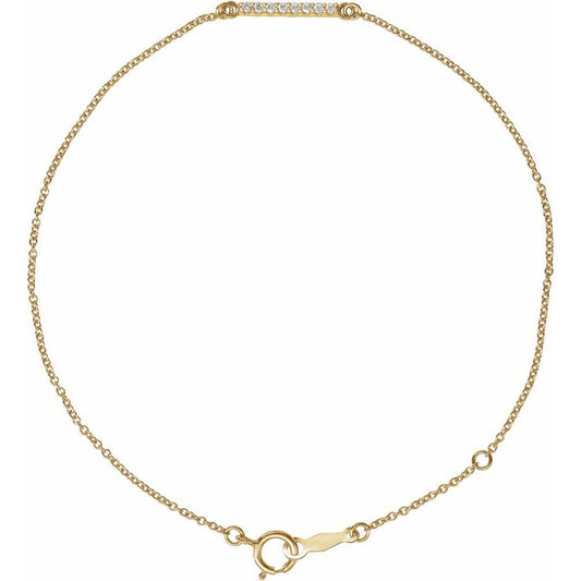 Natural Diamond and Gold Bar Bracelet