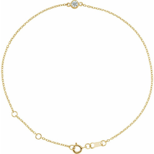 Natural Diamond and Gold Solitaire Bracelet