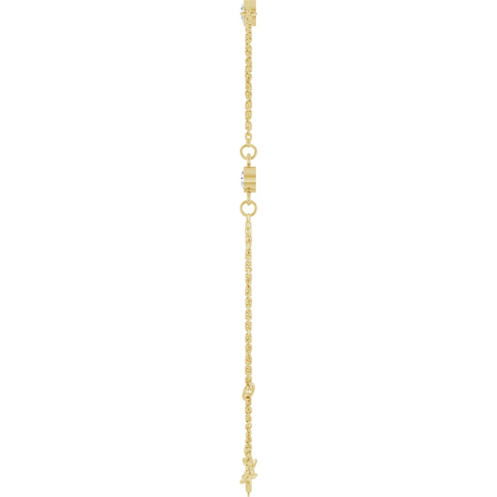 Diamonds and 14K Yellow Gold Bezel Three-Stone Bracelet