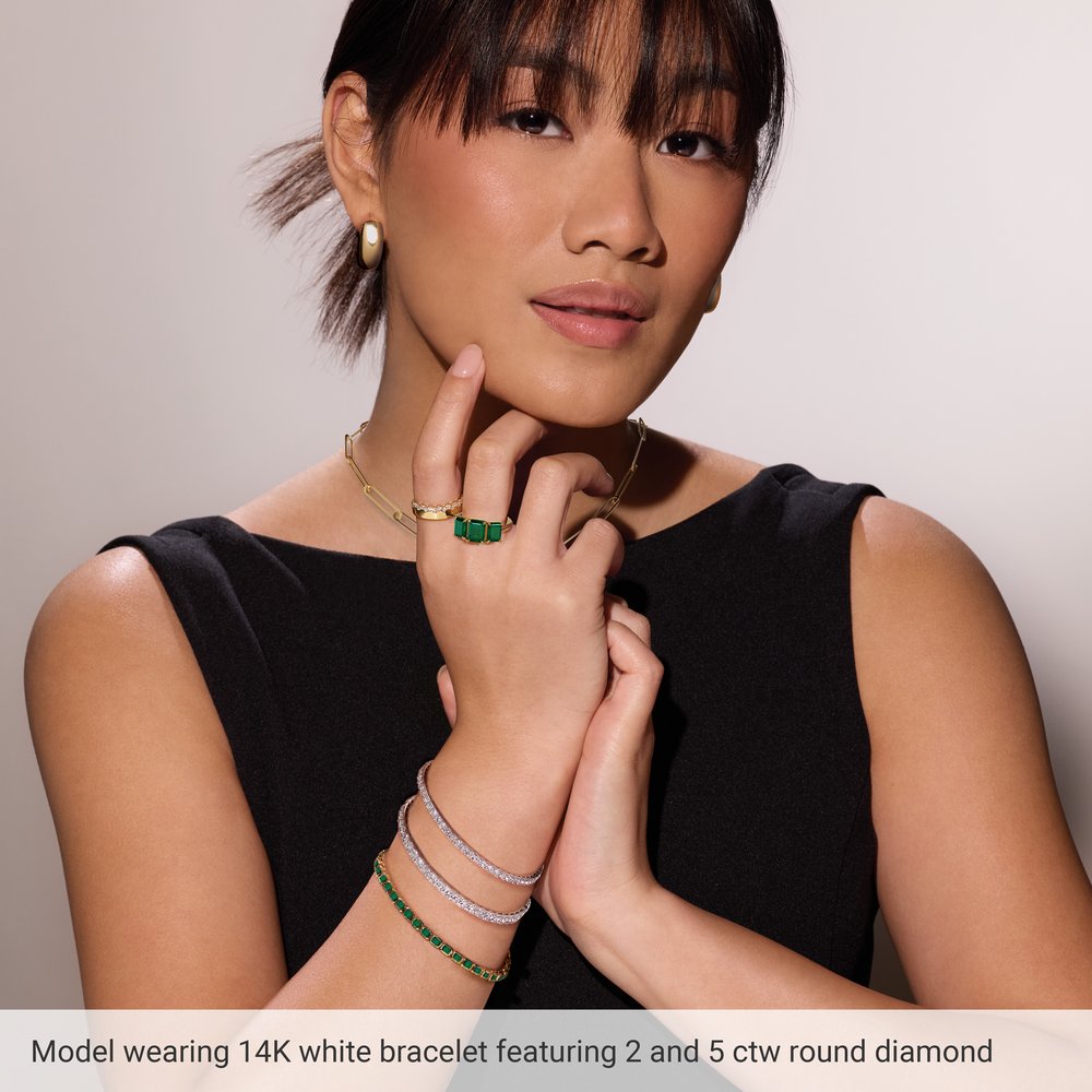 14K Yellow 12 CTW Lab-Grown Diamond Line 7" Bracelet