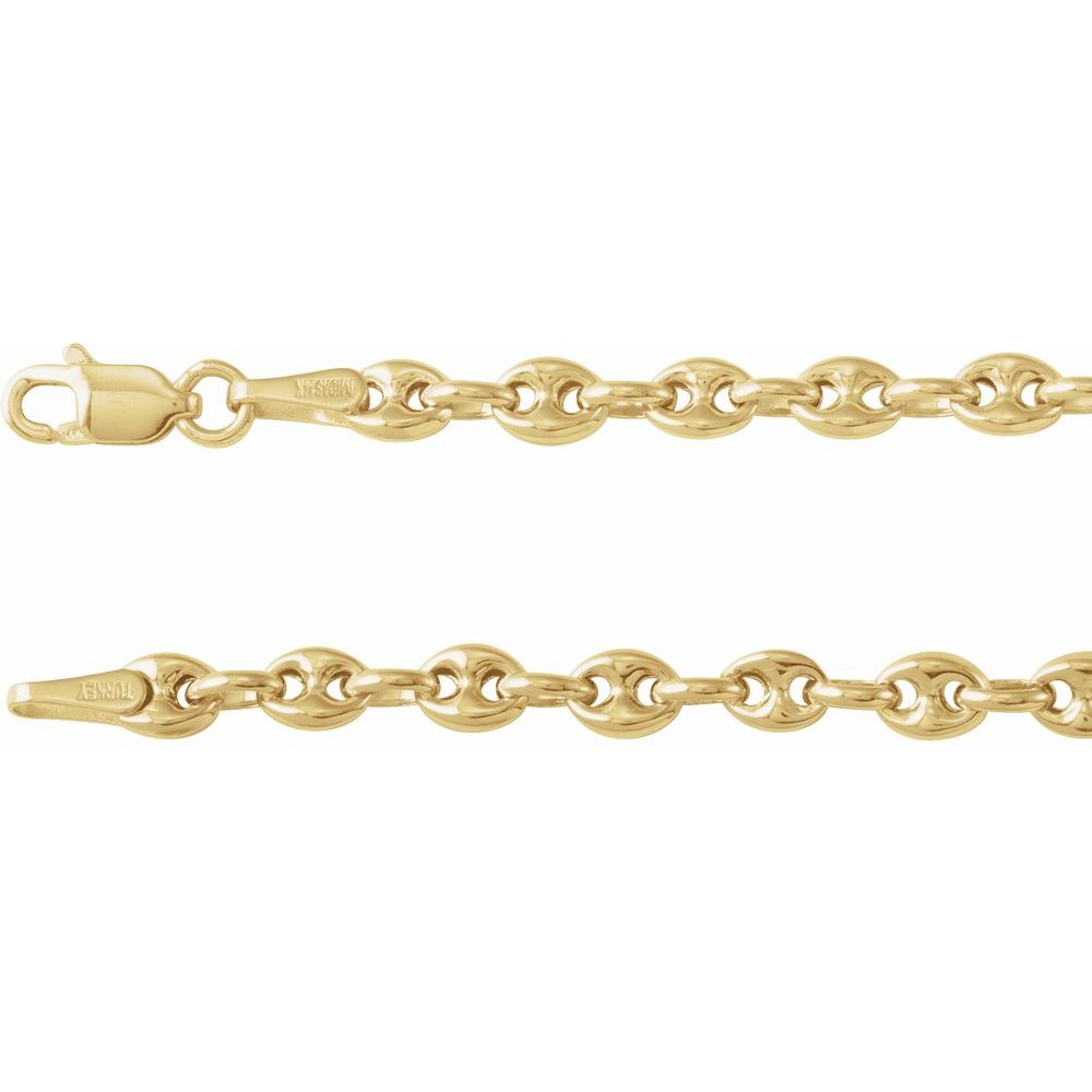 14K Yellow 3.8 mm Hollow Puffed Anchor 16" Chain