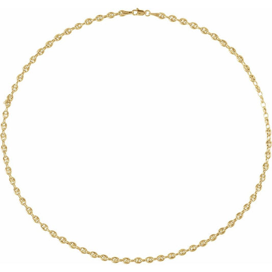 14K Yellow 3.8 mm Hollow Puffed Anchor 16" Chain