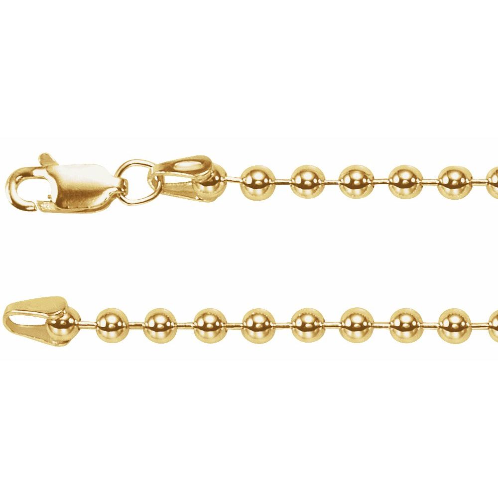14K Yellow Gold-Filled 3 mm Hollow Bead 7" Chain