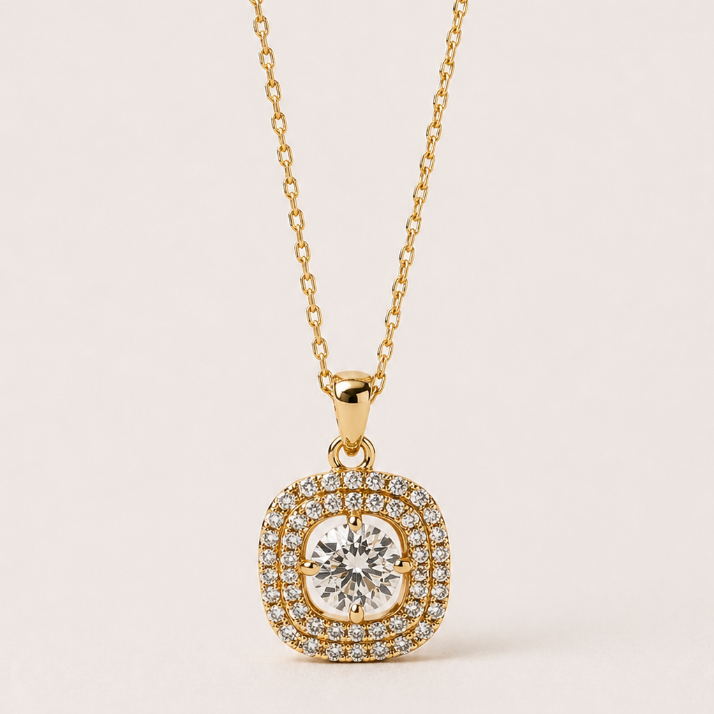 Collar con círculo de eternidad en oro vermeil de 18 quilates