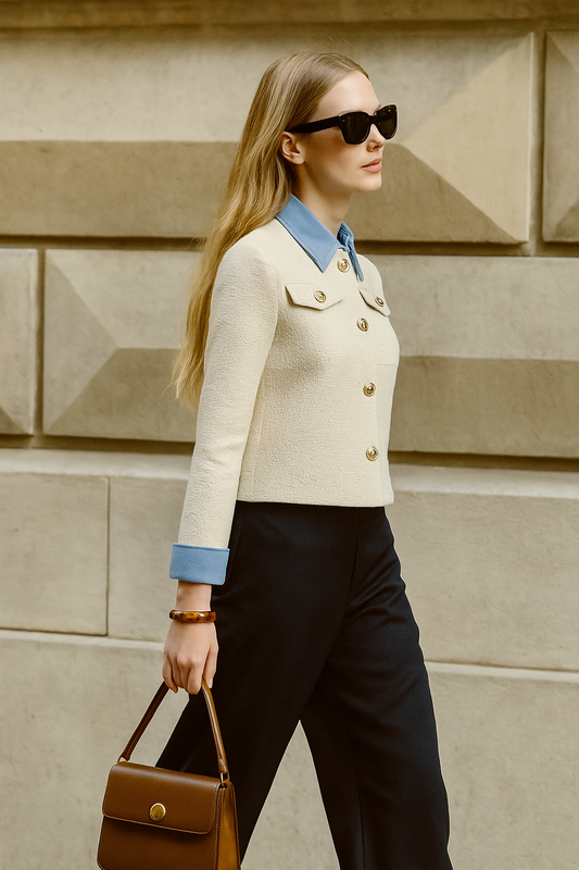 AZURE COLLAR TWEED JACKET