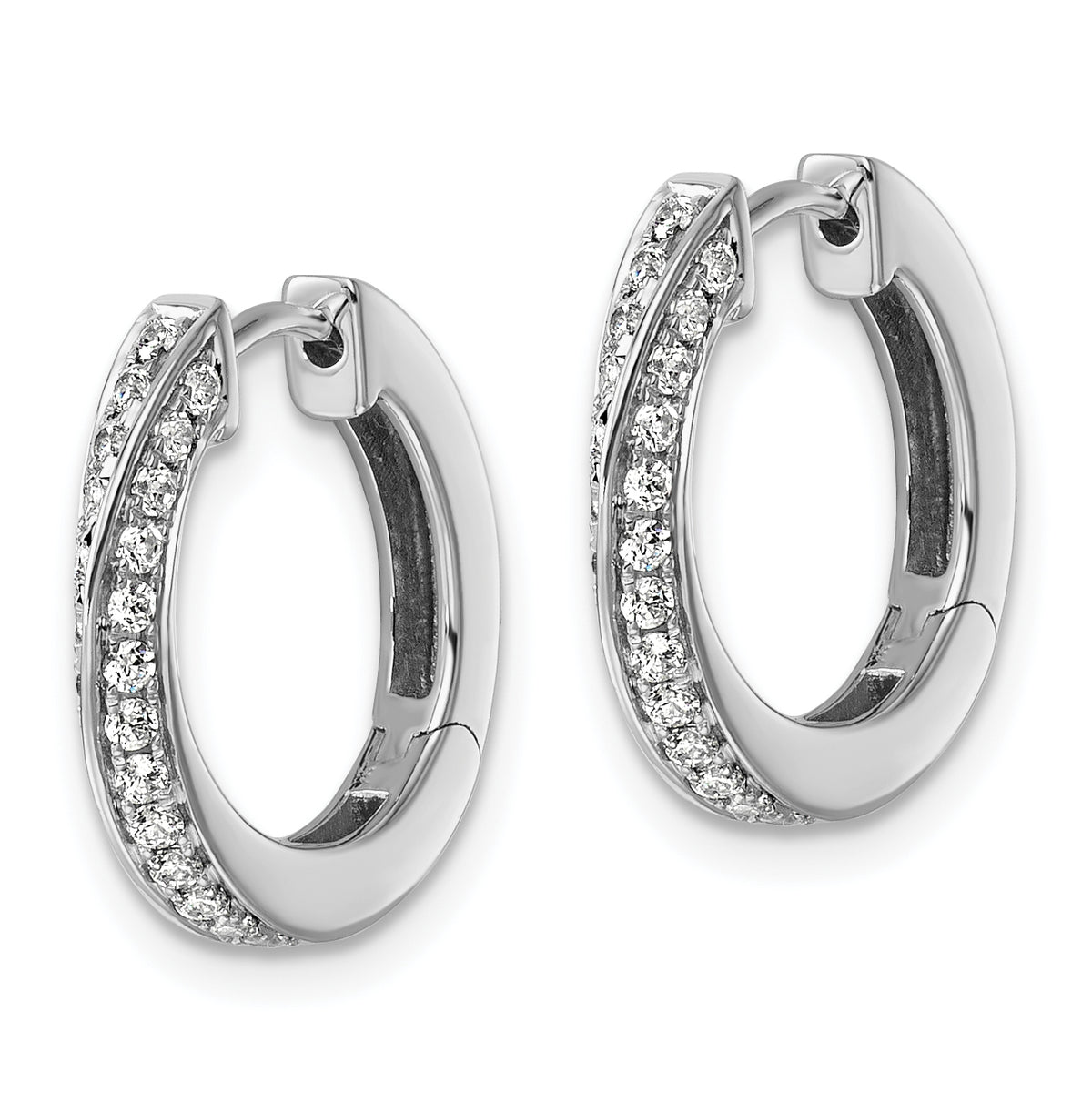 Espiral Diamond Hoops — White Gold