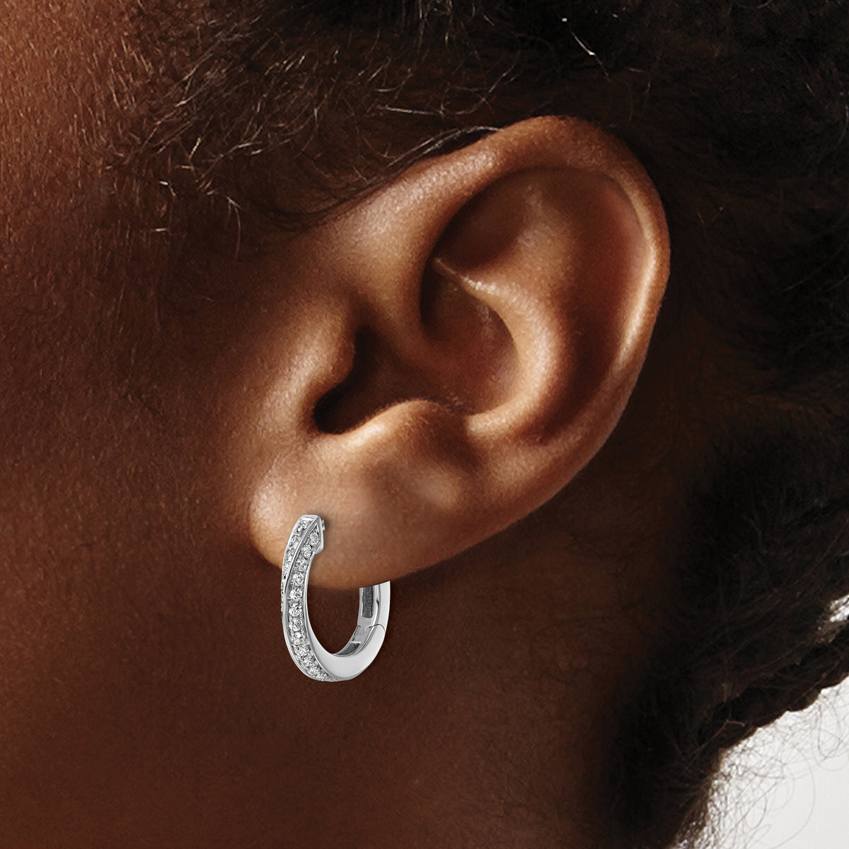 Espiral Diamond Hoops — White Gold