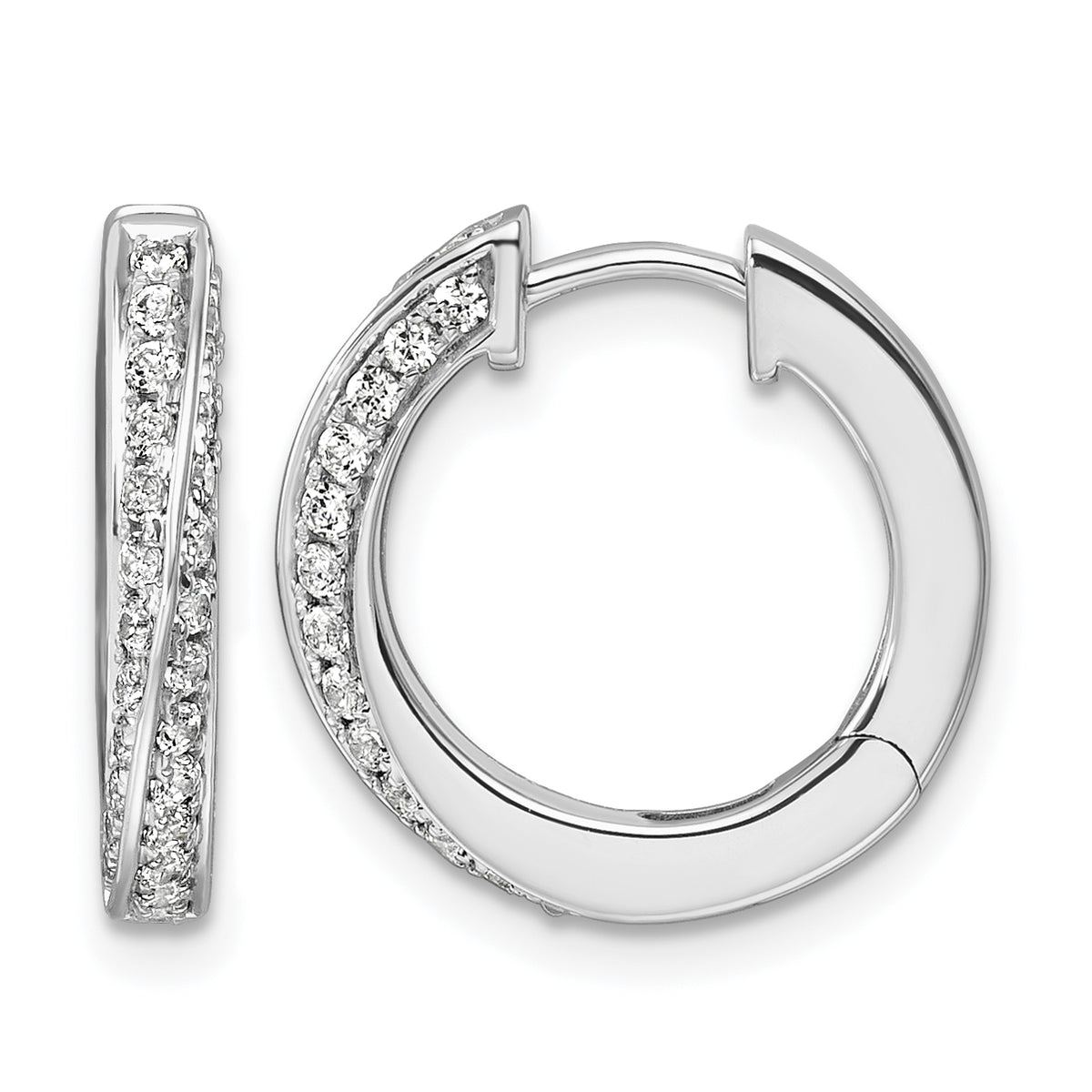 Espiral Diamond Hoops — White Gold