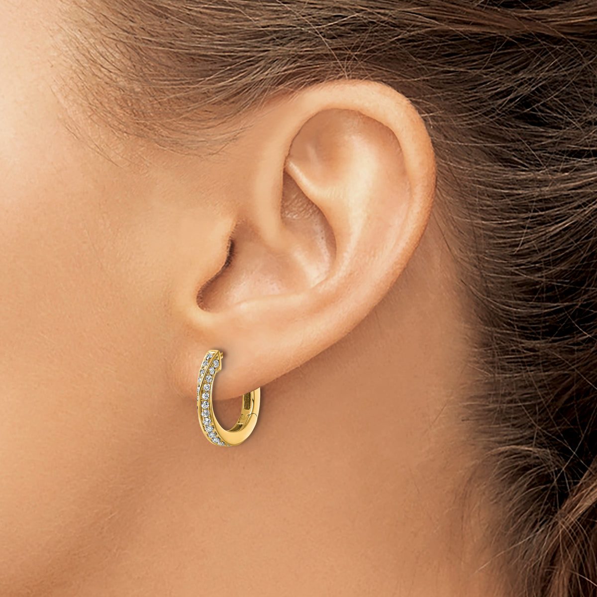 Espiral Diamond Hoops — Yellow Gold
