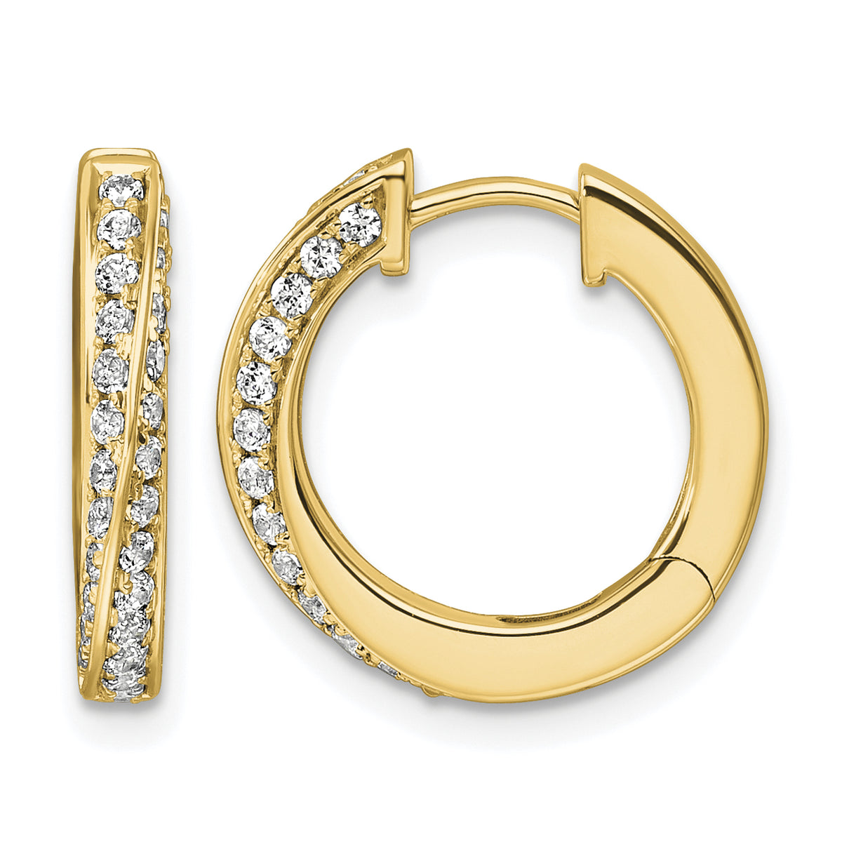 Espiral Diamond Hoops — Yellow Gold