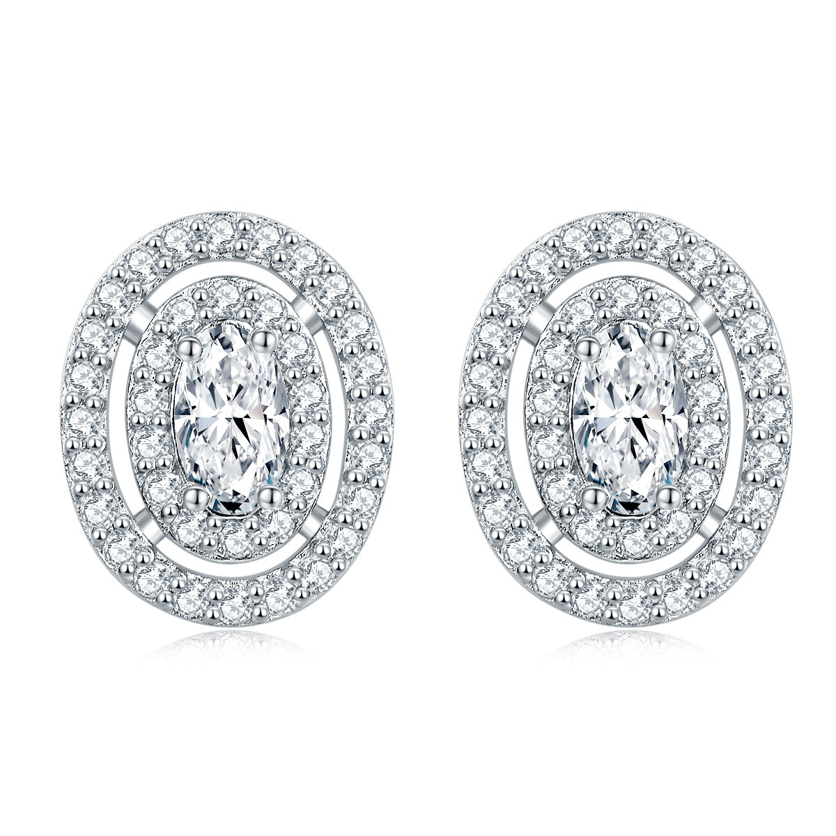 Oval Halo Stud Earrings