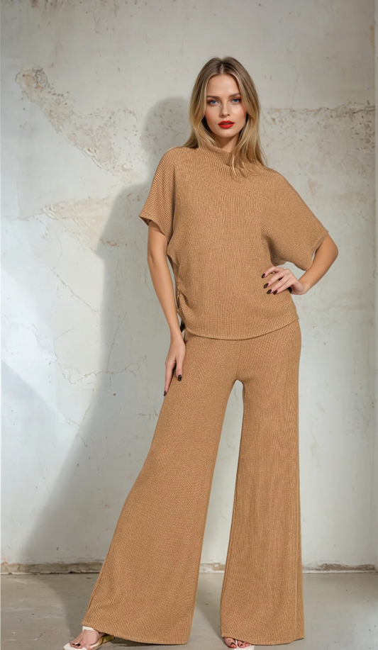 SWEATER MOCK NECK TOP & LONG PANTS SET