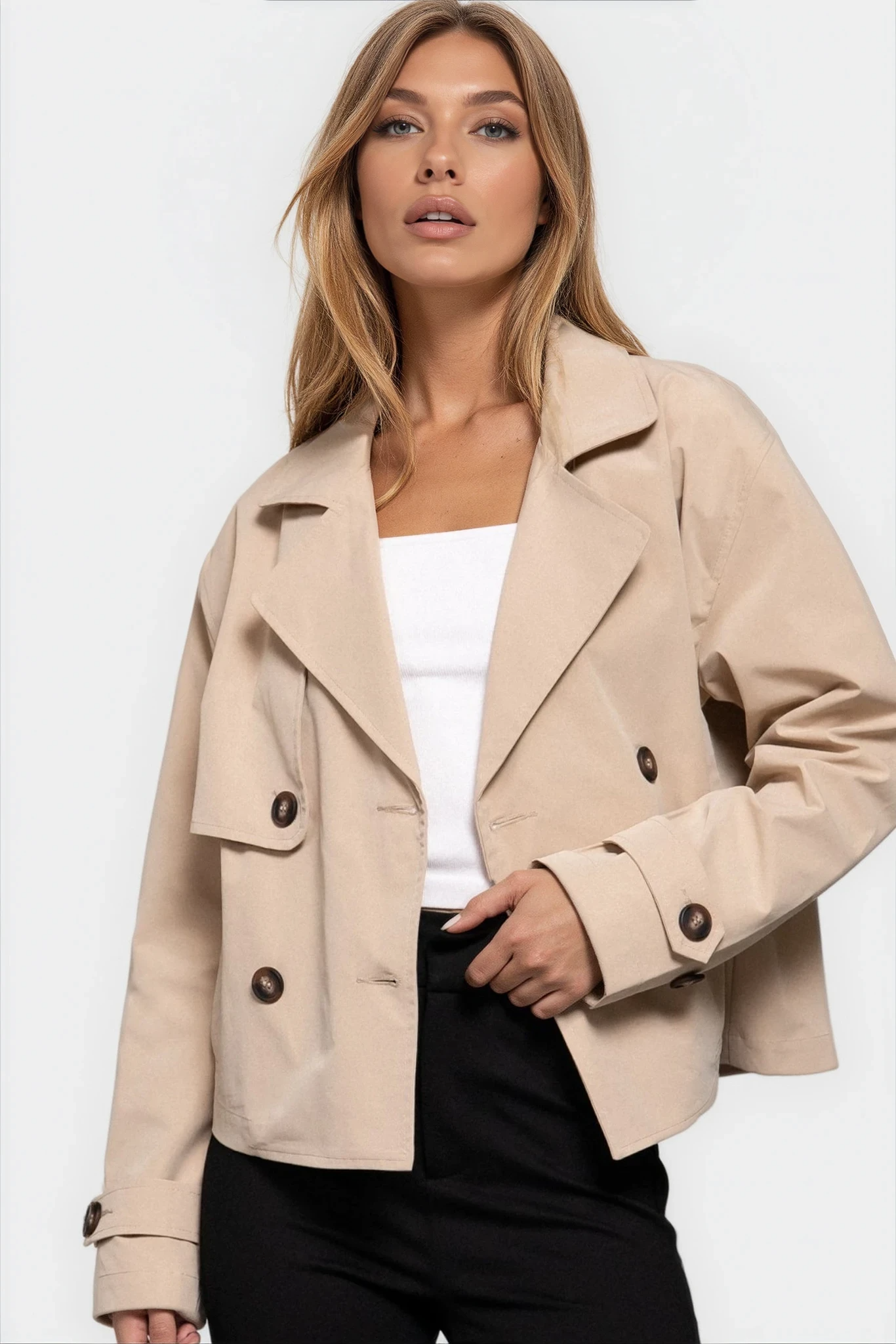 Cropped trench jacket