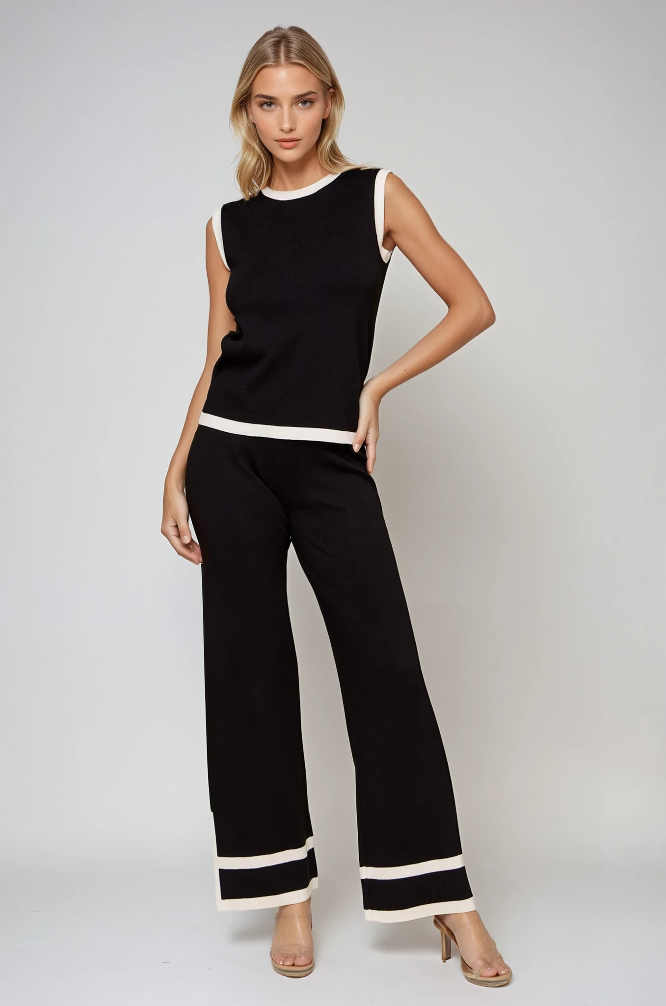 KNIT CONTRAST STRIPE SET