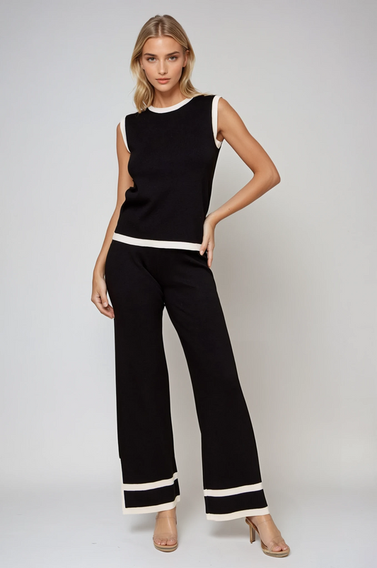 KNIT CONTRAST STRIPE SET