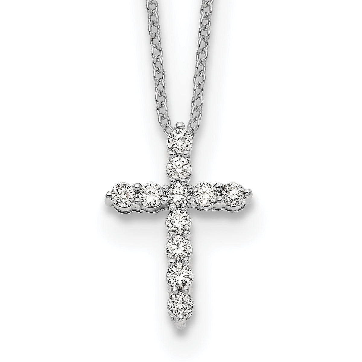 Fe Diamond Cross Necklace — White Gold