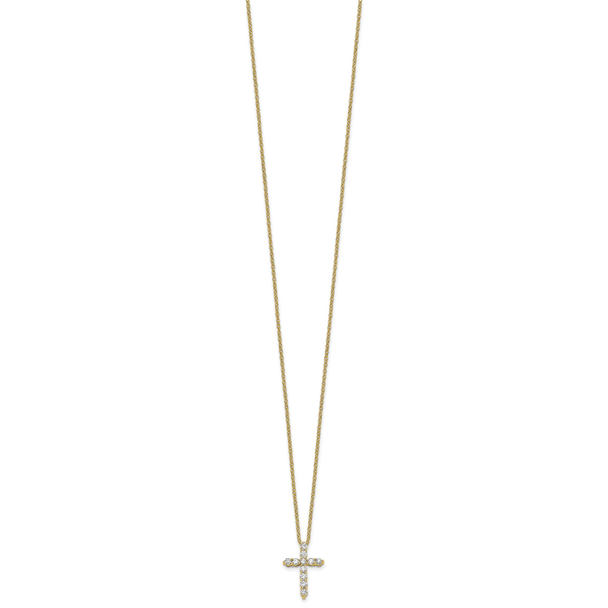 Fe Diamond Cross Necklace — Yellow Gold
