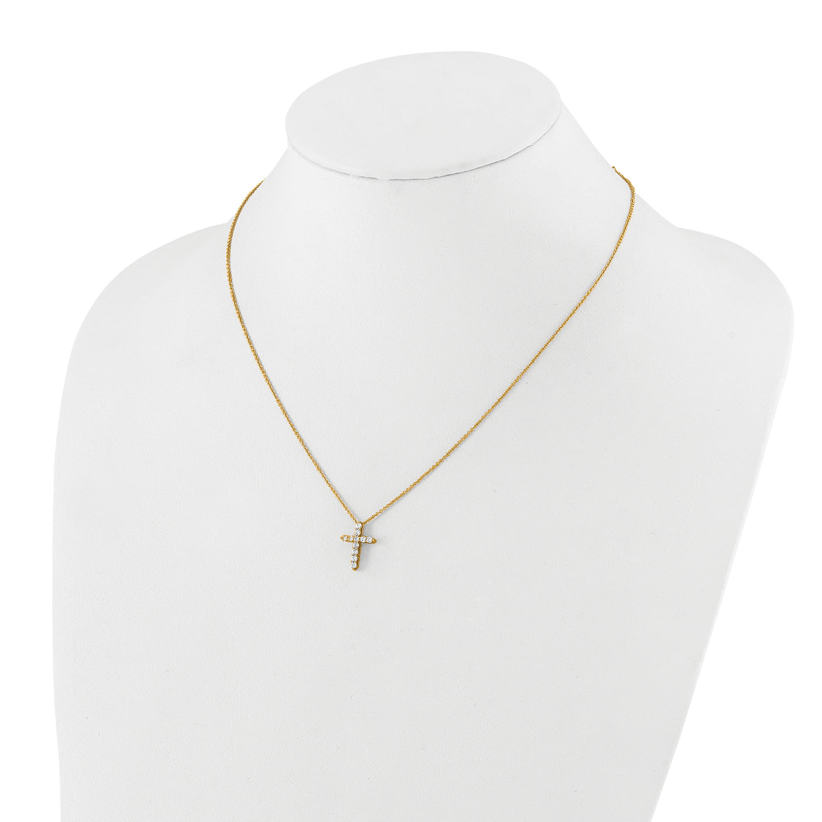 Fe Diamond Cross Necklace — Yellow Gold