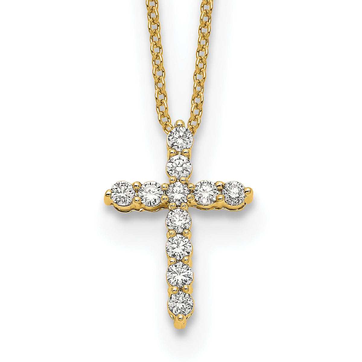 Fe Diamond Cross Necklace — Yellow Gold