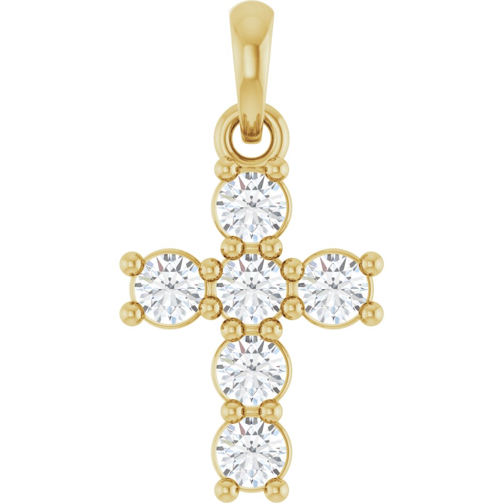 14K Yellow 1/3 CTW Lab-Grown Diamond Cross Pendant