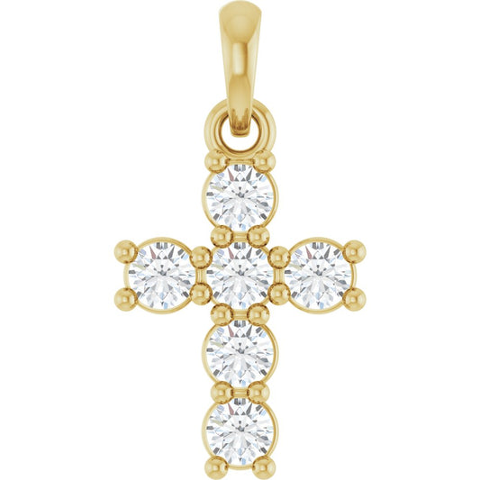 14K Yellow 1/3 CTW Lab-Grown Diamond Cross Pendant