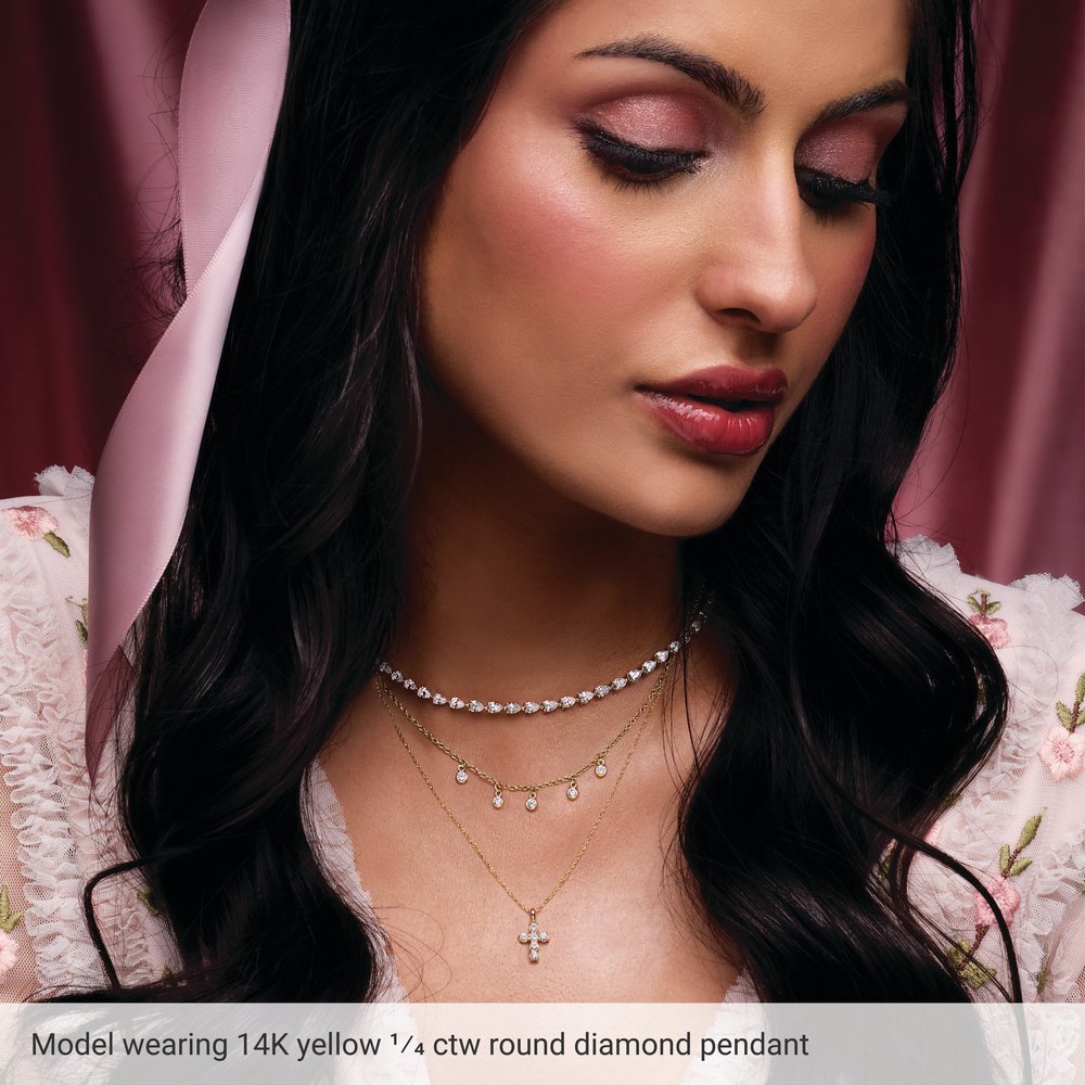 14K Yellow 1/3 CTW Lab-Grown Diamond Cross Pendant