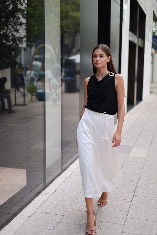 SATIN MIDI SKIRT