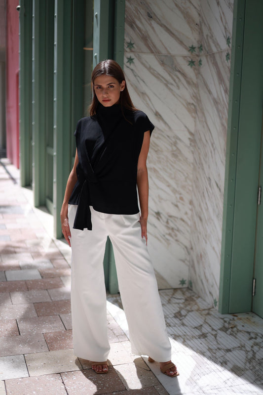 DRAPED HIGH NECK TOP