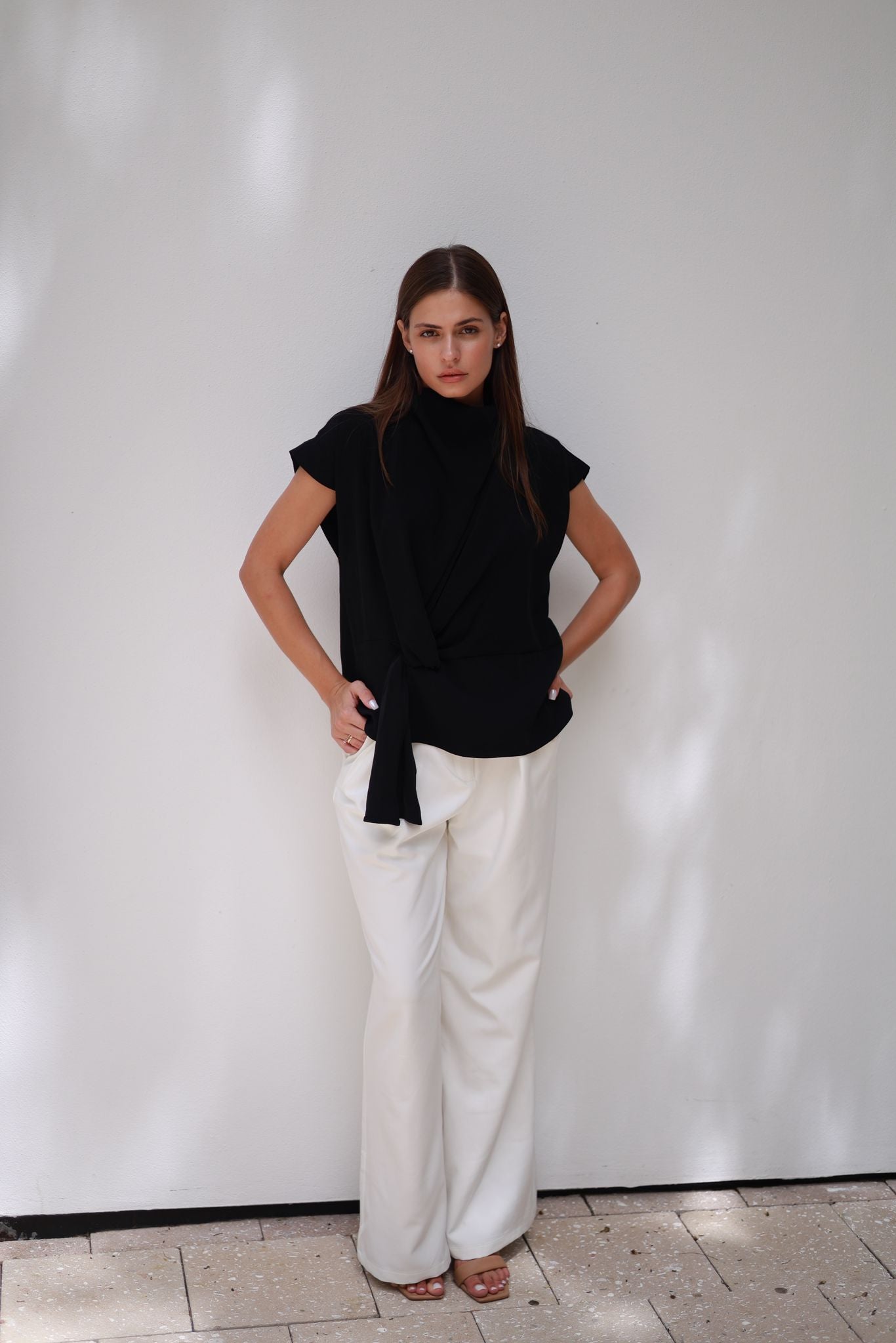 DRAPED HIGH NECK TOP