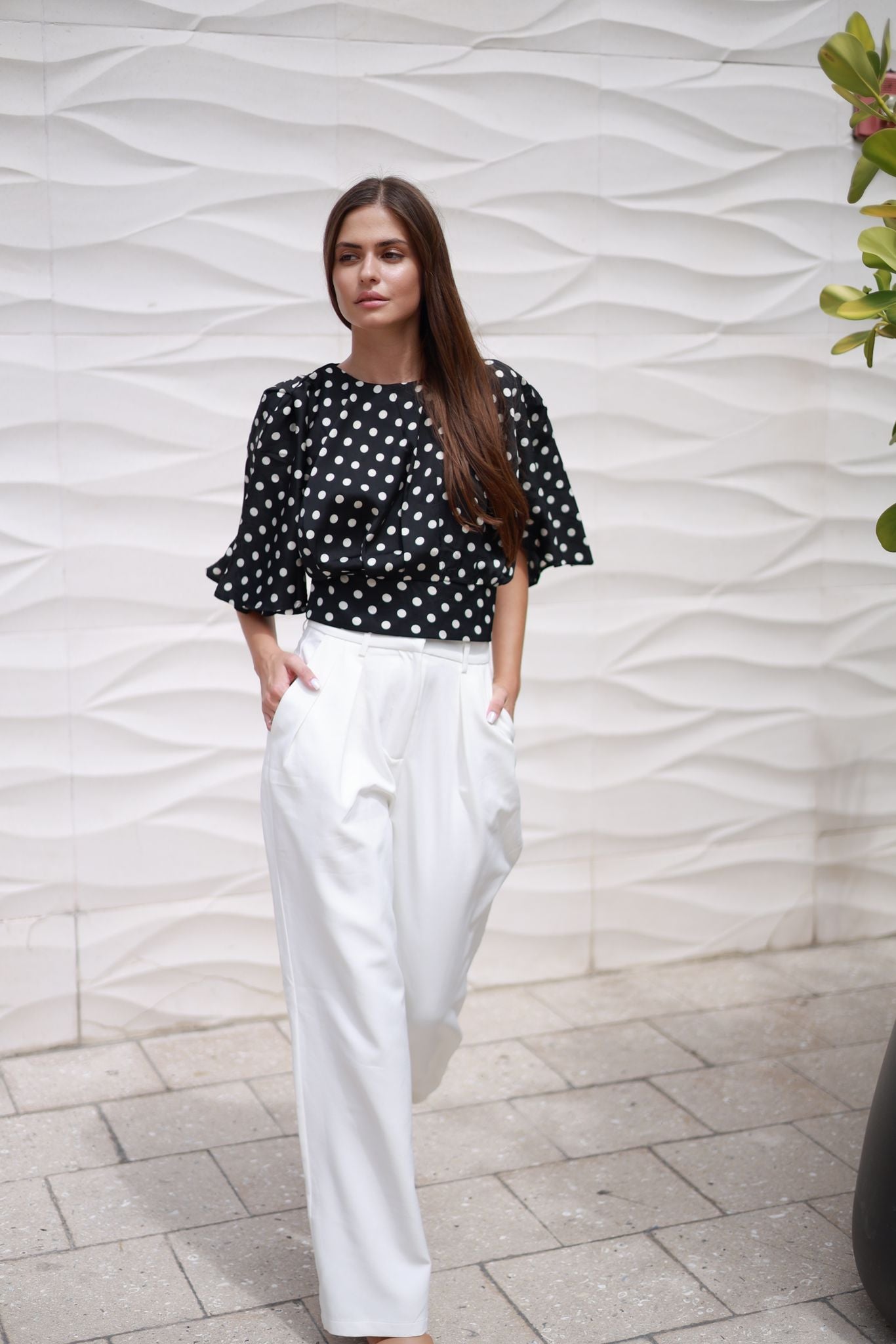 SATIN DOT PRINT TOP