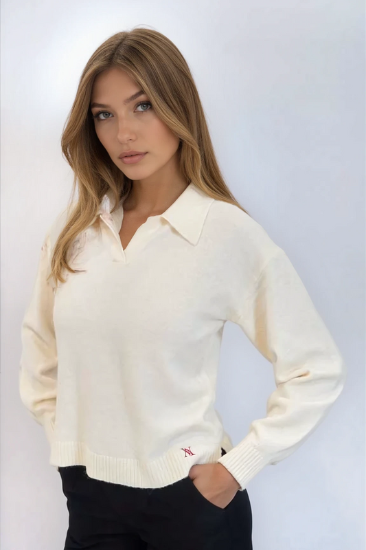 Long Sleeve Polo Knit Sweater