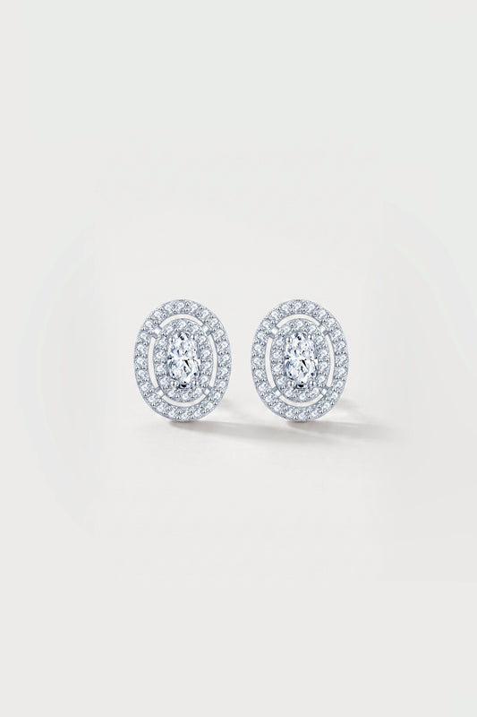 Oval Double Halo Pavé Stud Earrings