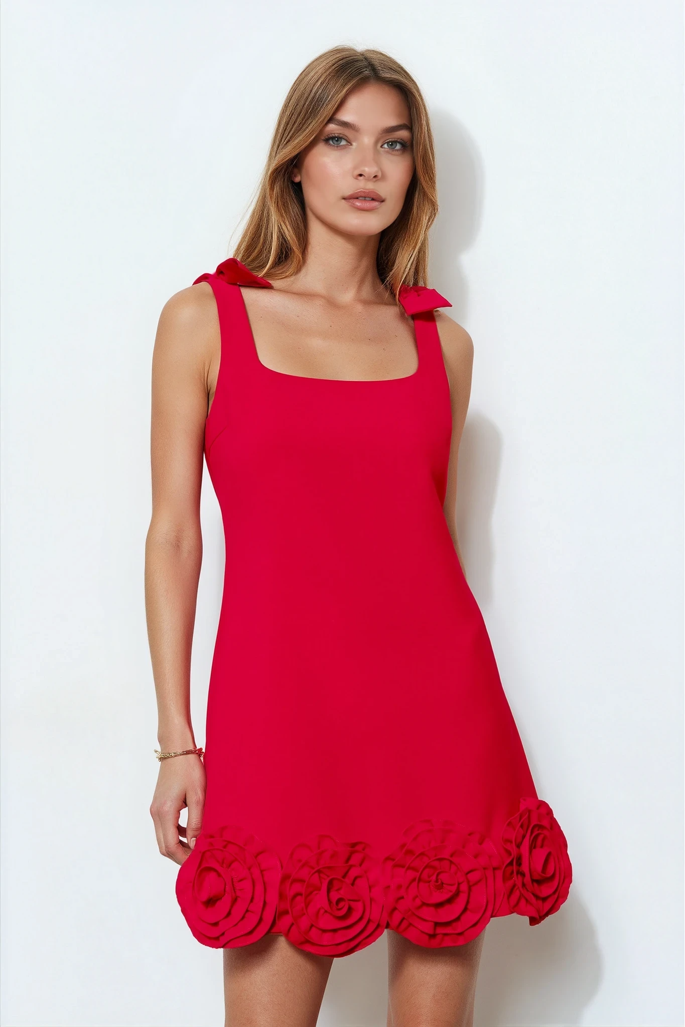 Bow 3D Floral Mini Dress